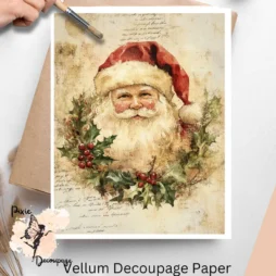 Image of Santa Claus with a wreath.
