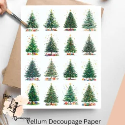 Sixteen images of Christmas trees.