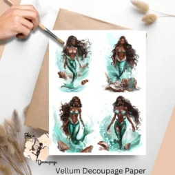 Four images of African American mermaids.