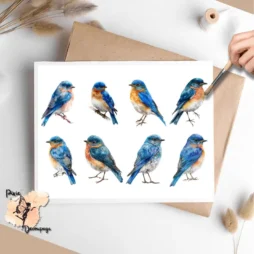 Eight images of bluebirds.