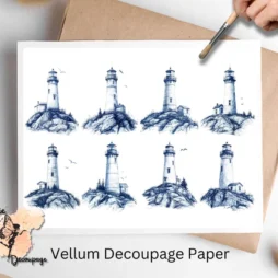 Eight images of blue lighthouses.