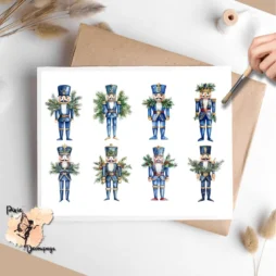Eight images of blue nutcrackers.