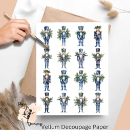 Sixteen images of blue nutcrackers.