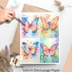 Four watercolor images of butterflies.