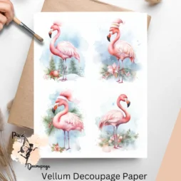 Four images of flamingos.