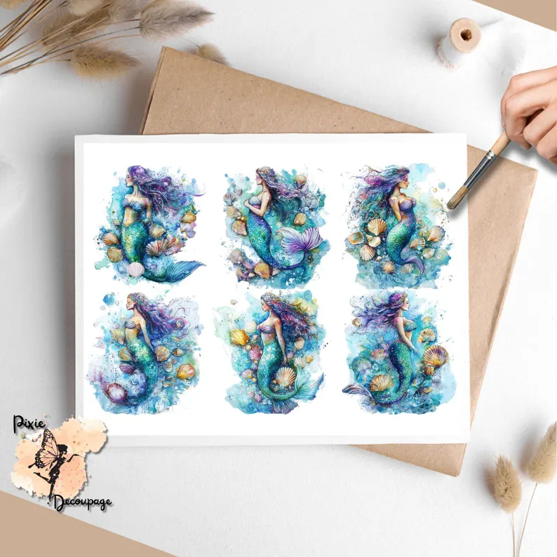 Six images of mermaids.