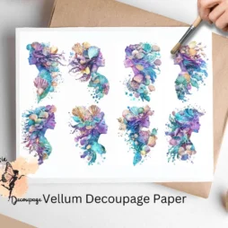 Eight images of Mermaid Portrait Decoupage Paper