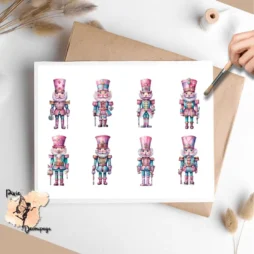 Eight images of pastel nutcrackers.