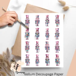 Sixteen images of pastel nutcrackers.
