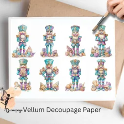 Eight images of nutcrackers with seashells.