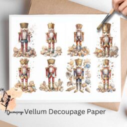 Eight images of nutcrackers with seashells.