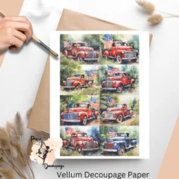 Eight images of red trucks.