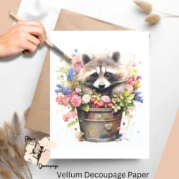 Image of a raccoon in a flower bucket.