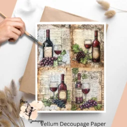 Four images of bottle and glass of red wine.