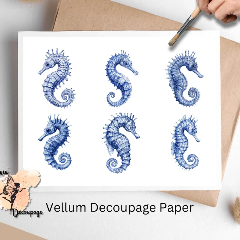 Six images of seahorses.