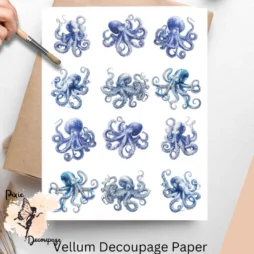 Twelve images of octopi.