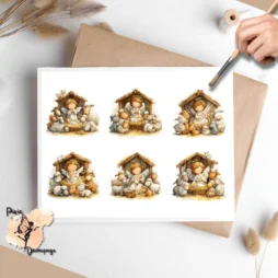 Six images of a manger.