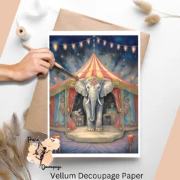 Image of an elephant in front of a circus tent.