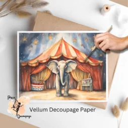Image of an elephant with a circus tent in the backgroud.