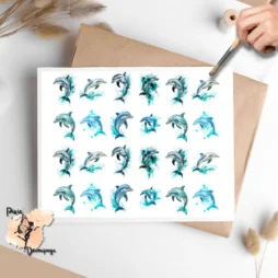 Twenty four images of dolphins.