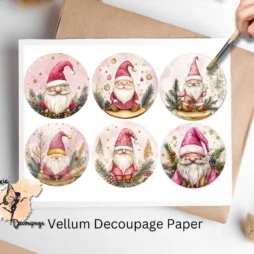 Six images of pink gnomes.