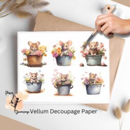 Six images of mice and flowers.