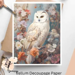 Image of a snow owl in florals.