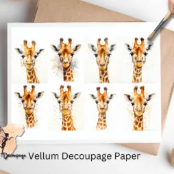 Eight images of giraffes.