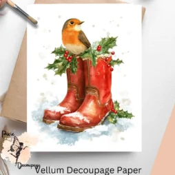 Image of red boots and robin.