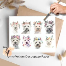 Eight images of westies and florals.