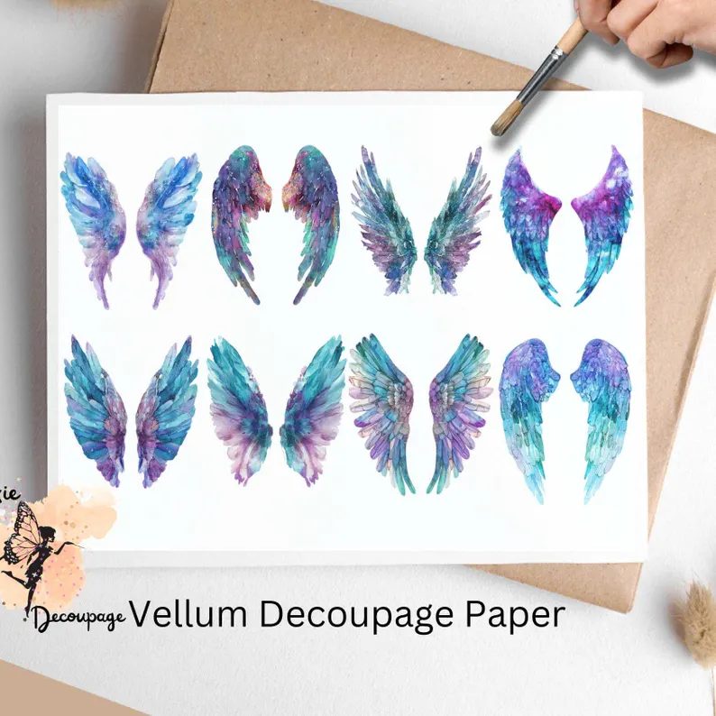 Eight images of angel wings.