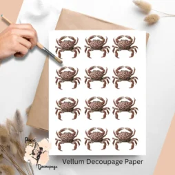 Twelve images of brown leopard print crabs.