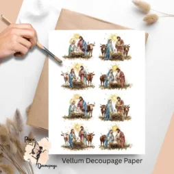 Eight images of manger scenes.