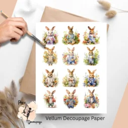 Twelve images of bunnies in pajamas.