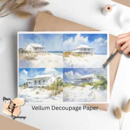 Four images of cottage at the beaches.