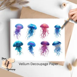 Eight images of jellyfish.