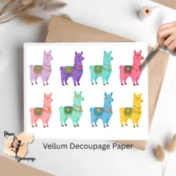 Eight images of colorful llamas.
