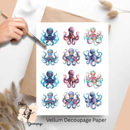Twelve images of octopi.