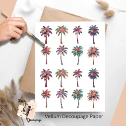 Sixteen images of palm trees.