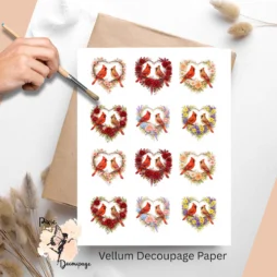 Twelve images of cardinals and flowers.