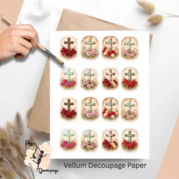 Sixteen images of the holy cross and roses.