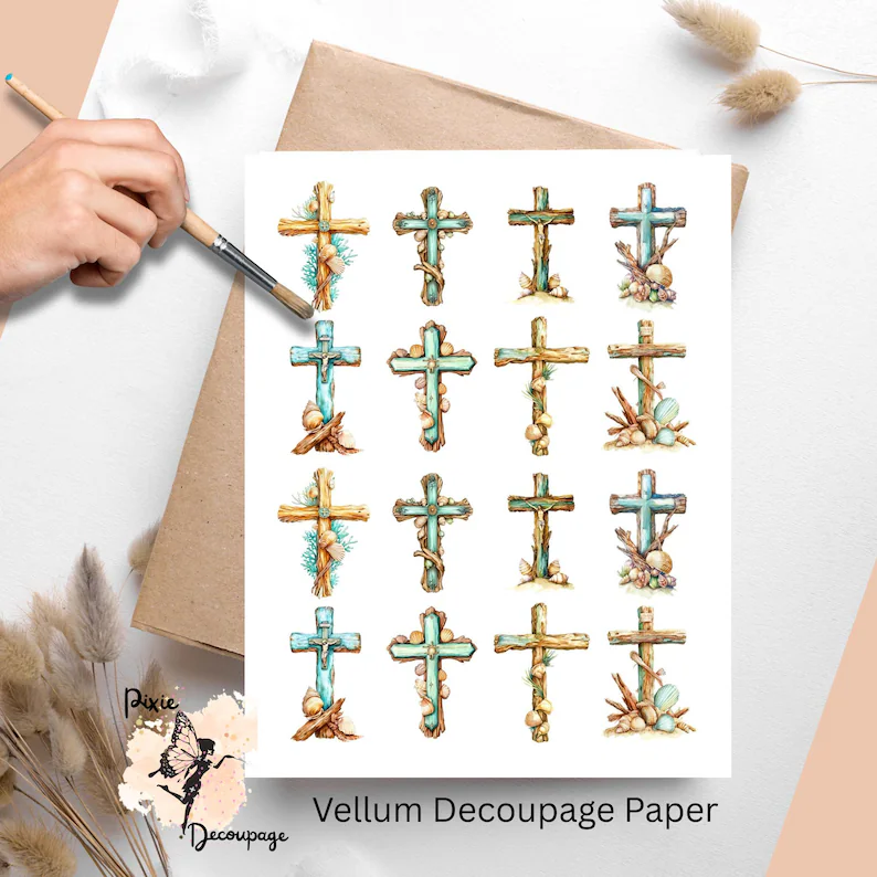 Sixteen images of crosses.