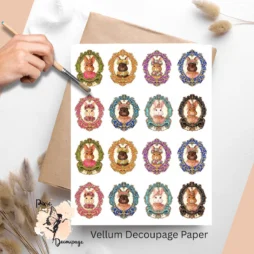 Sixteen images of rococo style bunnies.