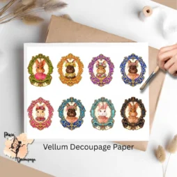 Eight images of rococo style bunny images.